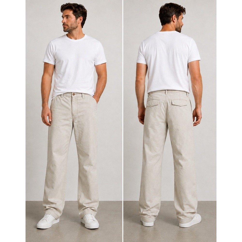 Vintage Y2K Old Navy Men's Khaki Chino Pants 36x34 Straight Leg 100% Cotton